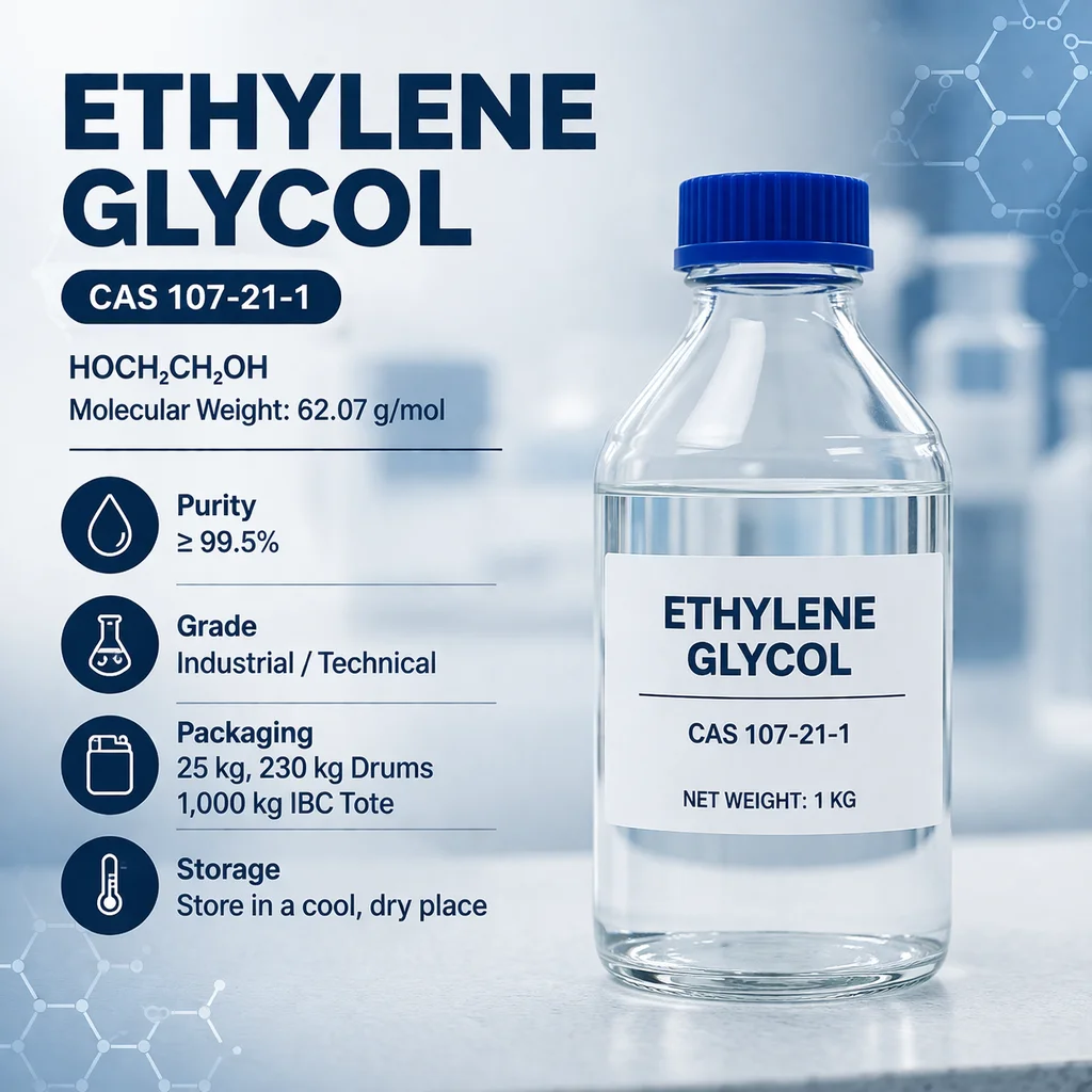 Ethylene Glycol Ethylene Glycol (Monoethylene Glycol / MEG) | Industrial Grade | CAS 107-21-1