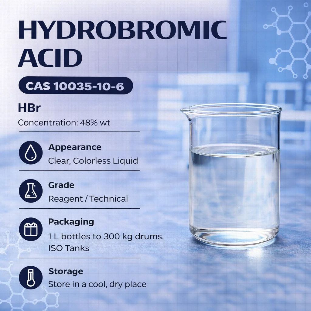 Hydrobromic Acid 48% (HBr) Industrial Grade Aqueous Solution CAS 10035-10-6 Hydrobromic Acid 48% (HBr) Industrial Grade Aqueous Solution CAS 10035-10-6