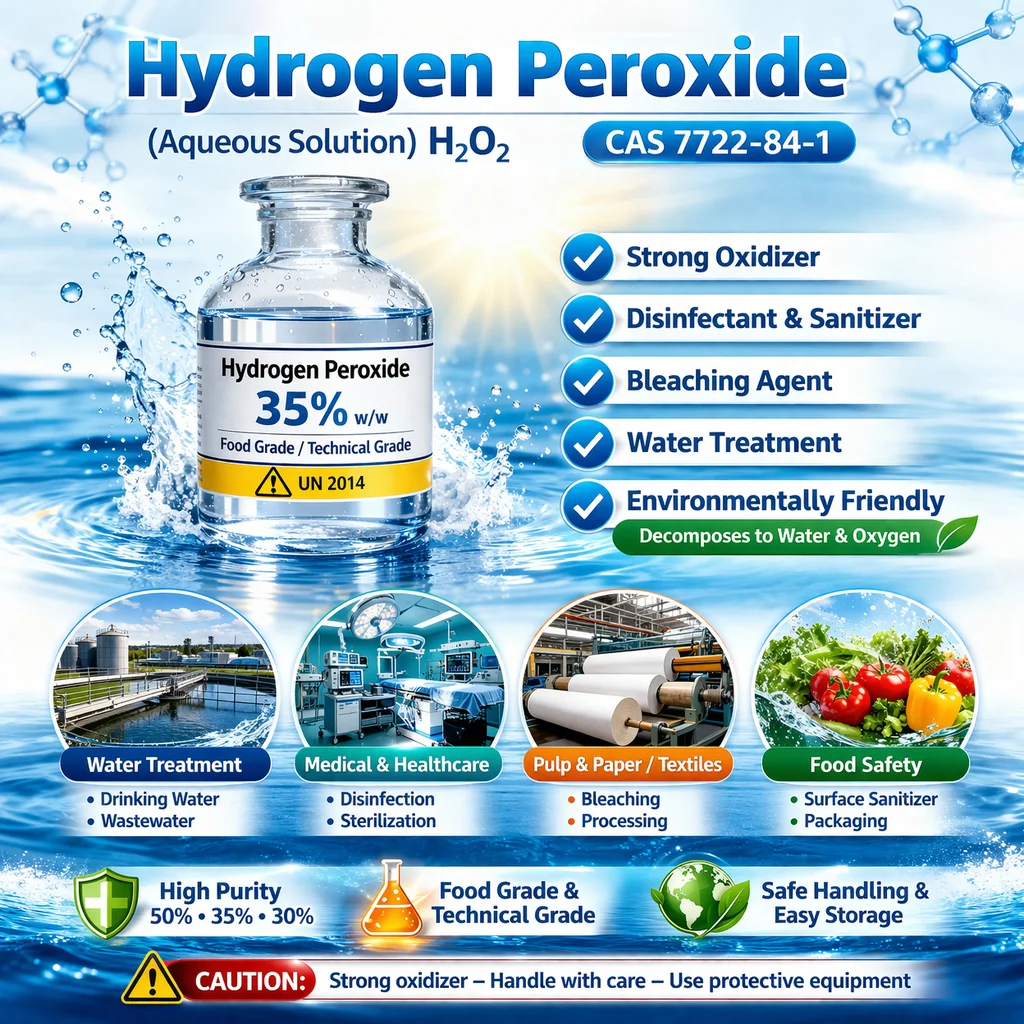 Hydrogen Peroxide (H2O2) 35 Industrial Grade CAS 7722-84-1 Hydrogen Peroxide (H2O2) 35% & 50% Industrial Grade CAS 7722-84-1