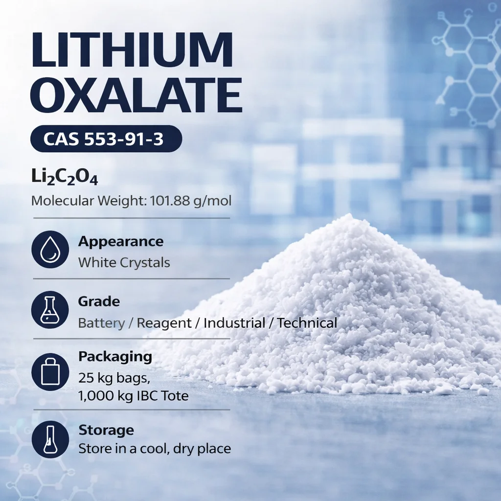 Lithium Oxalate (Li2C2O4) Battery & Industrial Grade CAS 553-91-3 Lithium Oxalate (Li2C2O4) Battery & Industrial Grade CAS 553-91-3