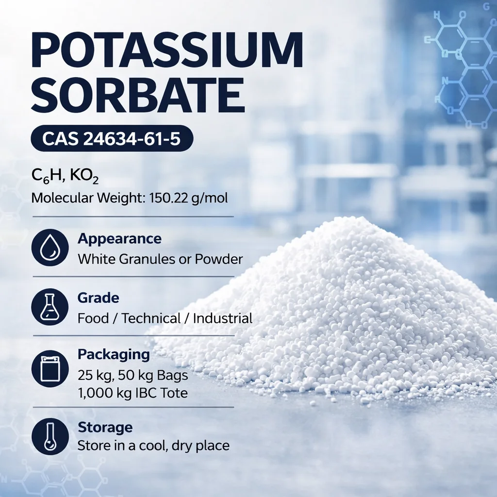 Potassium Sorbate (E202) Premium Food Grade CAS 24634-61-5 Potassium Sorbate (E202) Premium Food Grade CAS 24634-61-5