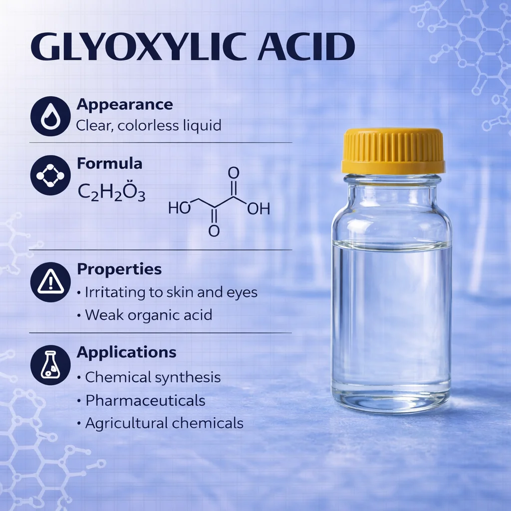 Glyoxylic Acid (50% Aqueous Solution) Cosmetic & Pharma Grade CAS 298-12-4 Glyoxylic Acid (50% Aqueous Solution) Cosmetic & Pharma Grade CAS 298-12-4