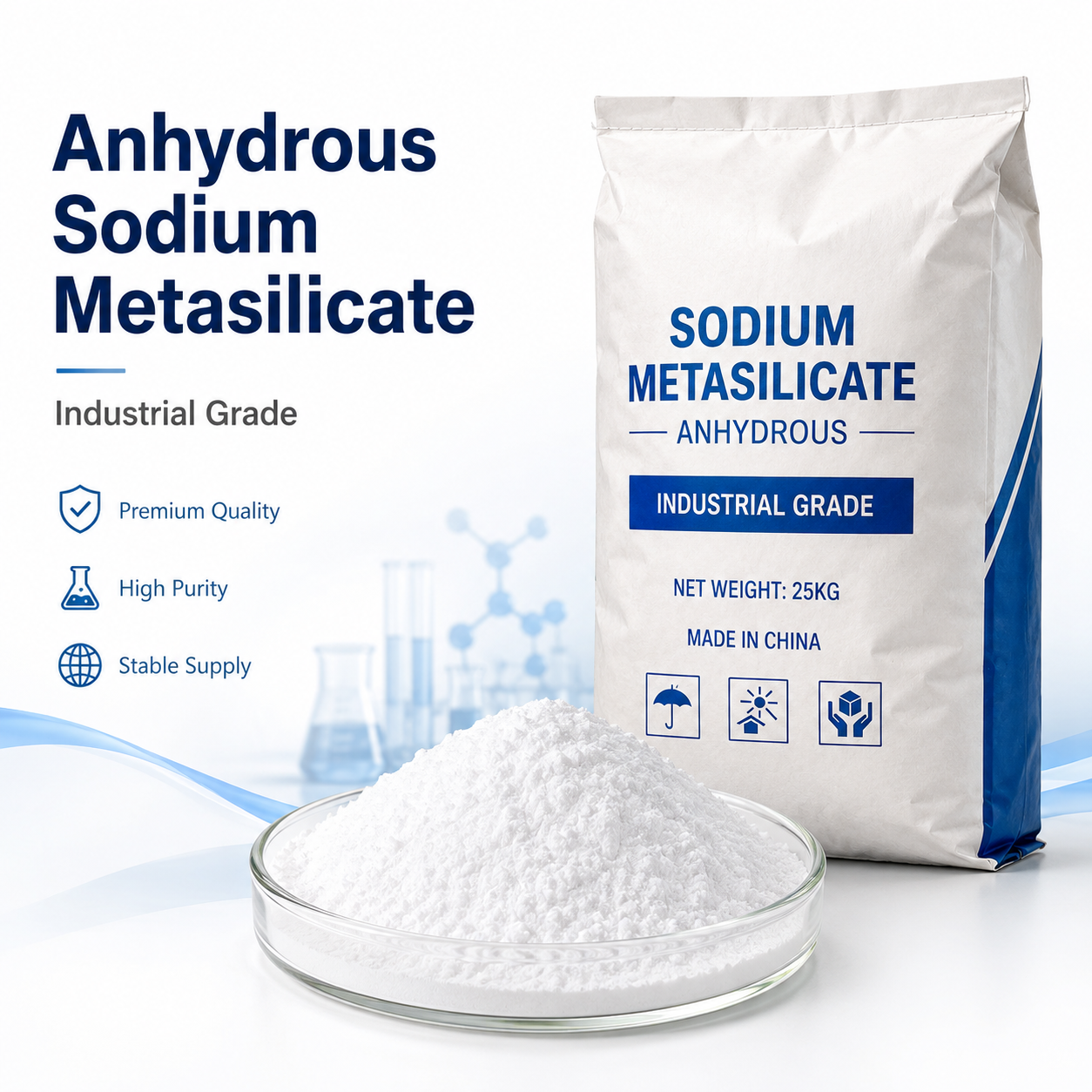 Anhydrous Sodium Metasilicate CAS 6834-92-0 Industrial Grade Supplier Anhydrous Sodium Metasilicate CAS 6834-92-0 Industrial Grade Supplier