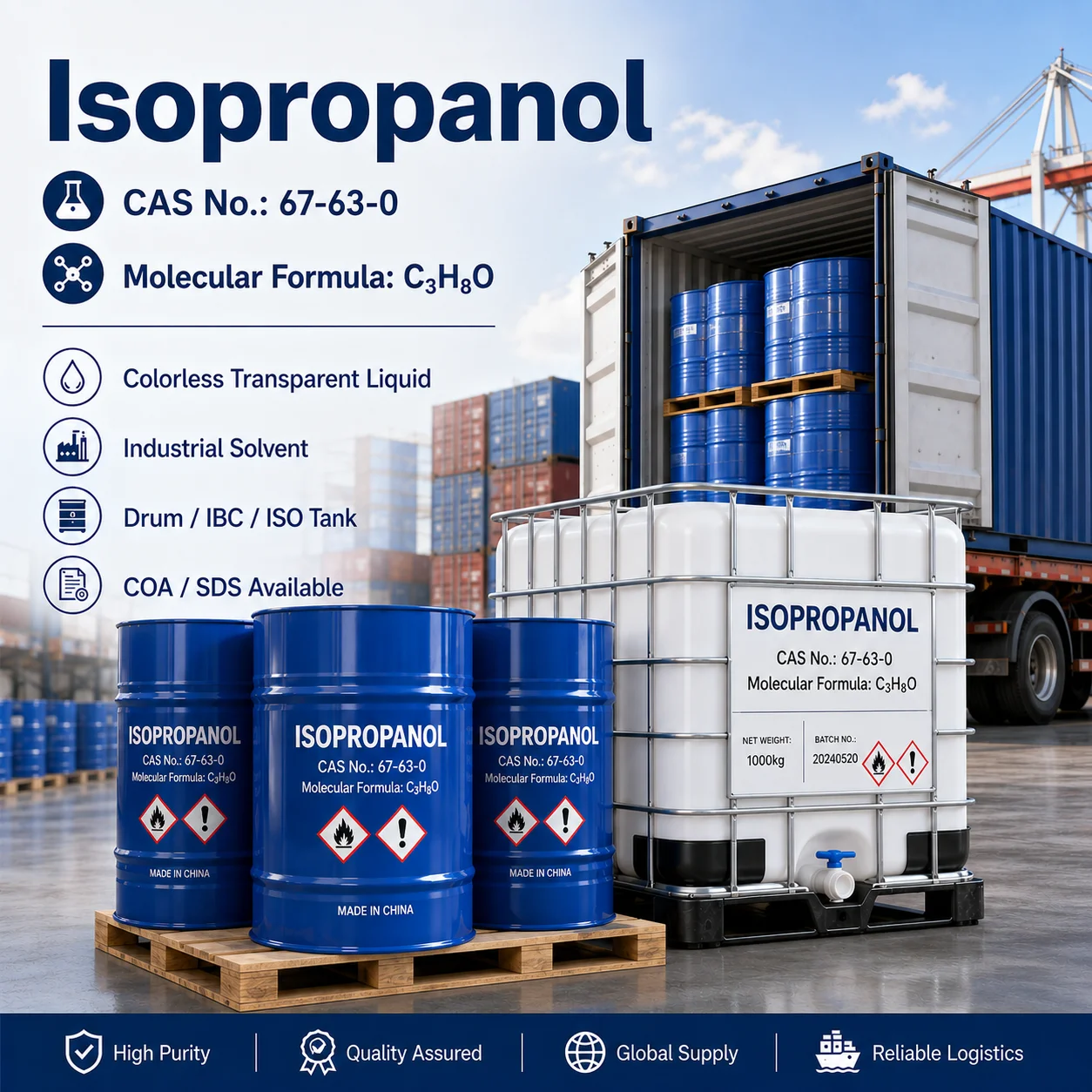 High Purity Isopropanol (IPA) 99.9% CAS 67-63-0 Bulk Manufacturer High Purity Isopropanol (IPA)