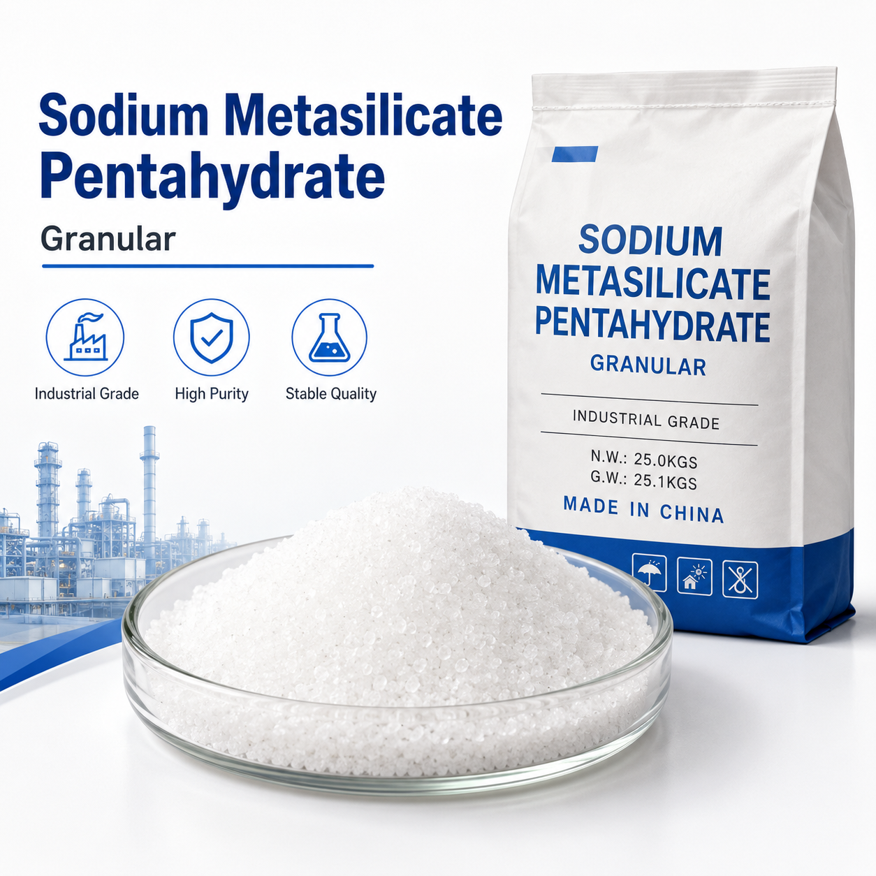 Sodium Metasilicate Pentahydrate Granular Industrial Grade Supplier Sodium Metasilicate Pentahydrate Granular Industrial Grade Supplier
